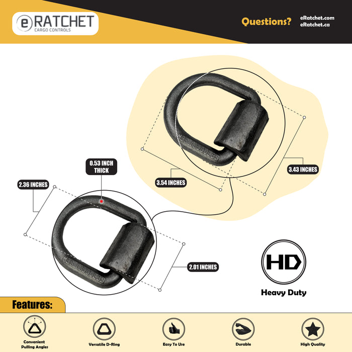 1/2" Weld-On Heavy-Duty D-Ring Anchor